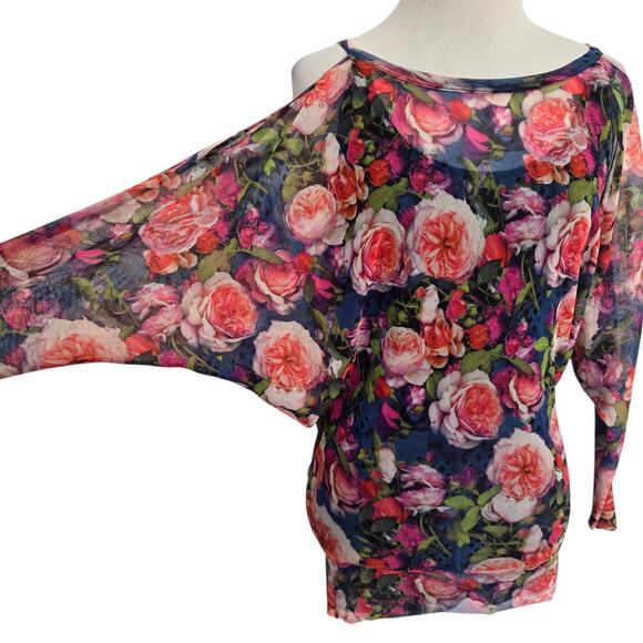 Fuzzi Sheer Fairy Mesh Floral Blouse Women Artsy Maximalist Italy Women Small - Picture 3 of 13